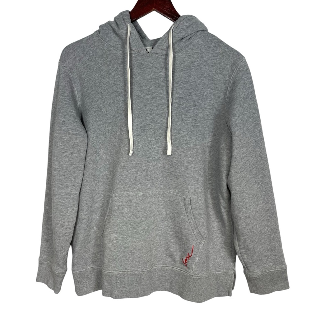 ED Gray Hooded Sweatshirt w/ Cursive Red "Love" Embroidery Hoodie Size Large